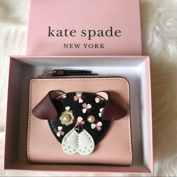 NWT KATE SPADE Floral Pup Dog Bifold Wallet - Picture 6 of 6